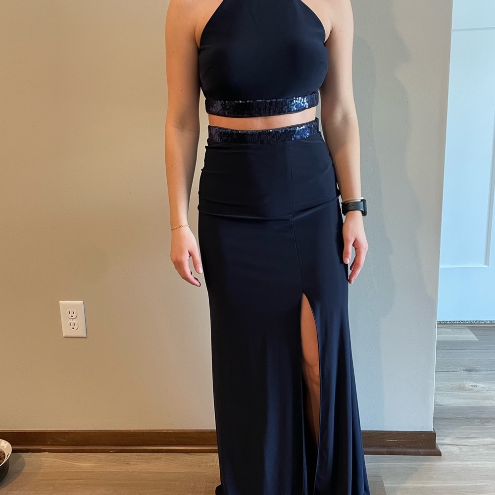 Dress 2 piece navy blue with sparkles on edges